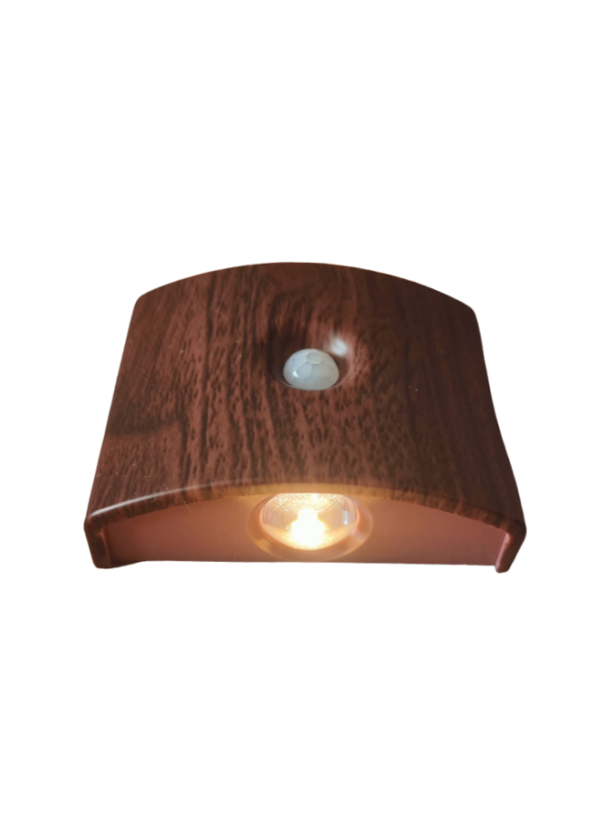 Walnut Wood Up-Down LED Wall Sconce with Motion Sensor